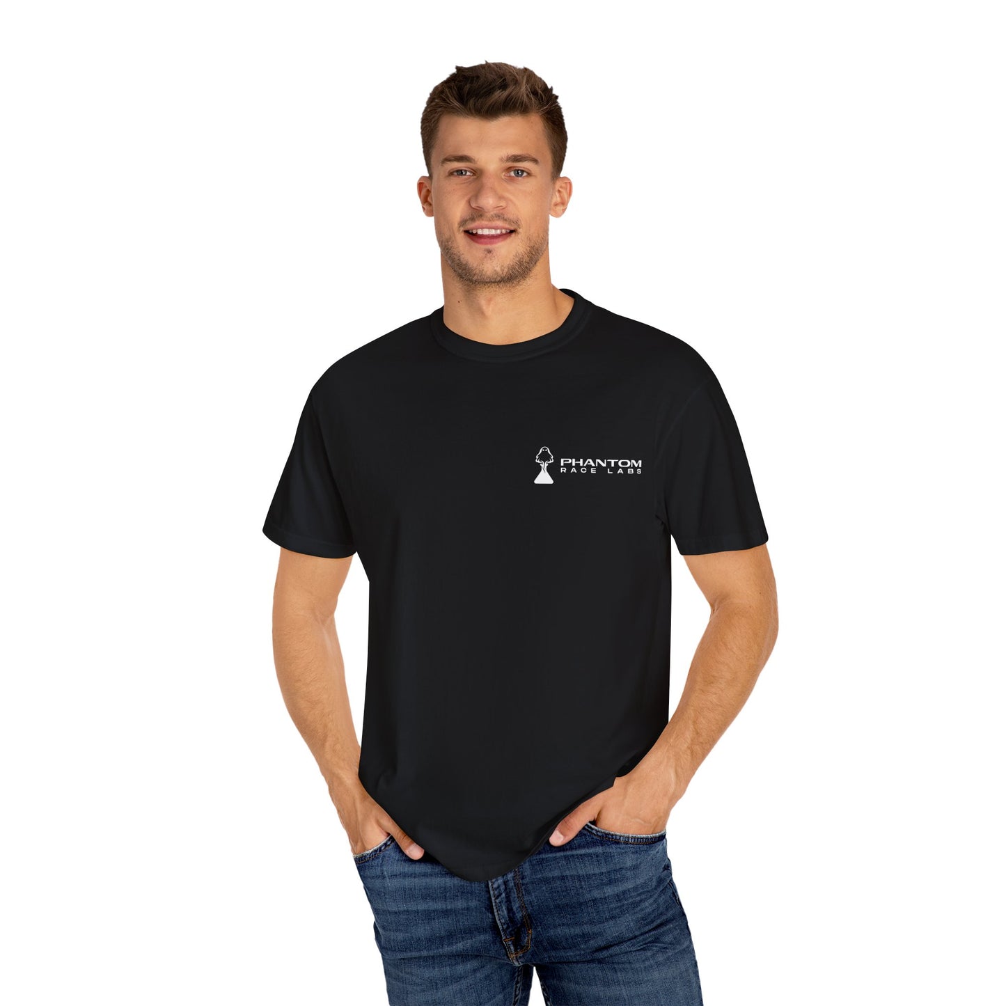Phantom Race Labs T-Shirt - White Text and Logo