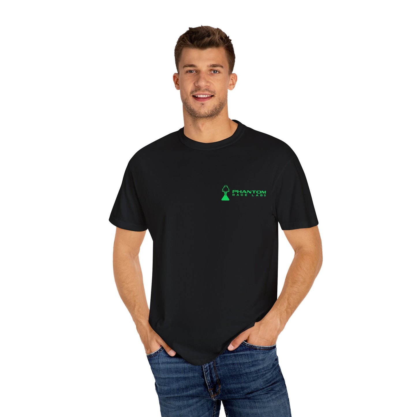 Phantom Race Labs T-Shirt - Green Text and Logo